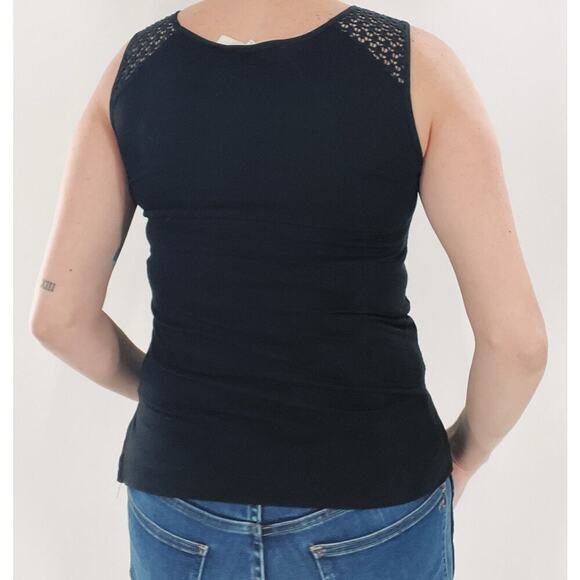 Ann Taylor LOFT Perforated Black Sleeveless Tank Top Size XS - Picture 3 of 4